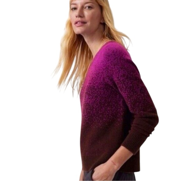 ATHLETA Hawthorn Textured Ombre Wool Blend Sweater in Pink/Purple Size Medium - Picture 3 of 8